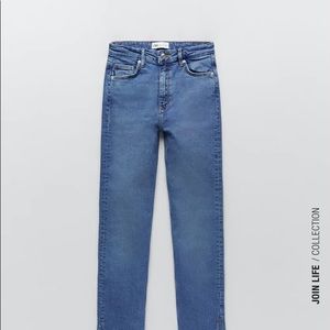 Zara high rise split skinny jeans